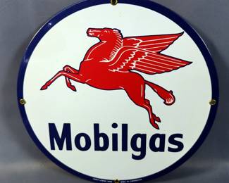 Mobilgas Porcelain Signs