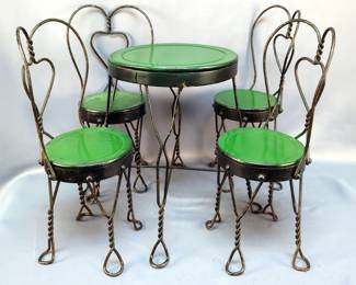 Miniature Metal Parlor Table and Chairs