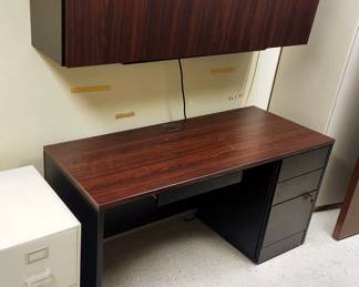 Desk With Overhead Storage, And 2 Drawer File Cabinet