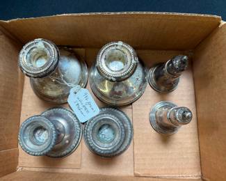 946 Grams Weighted Sterling Silver Candle Sticks Salt and Pepper