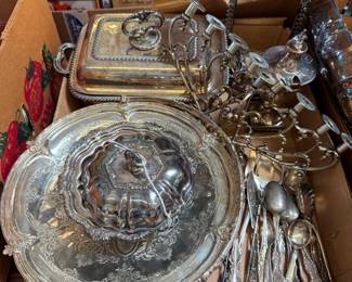 Silver Plate Flatware, SErvers and More