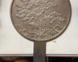 Antique Japanese bronze/brass mirror