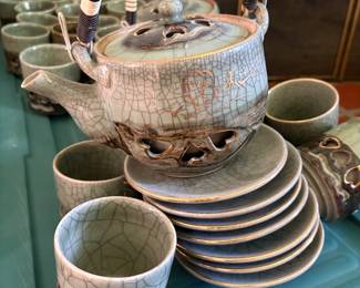 Japanese tea pot and cups