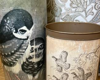 Vintage metal trashcans 