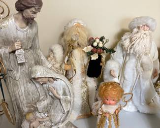 Christmas Santa tree toppers and Holy Family
