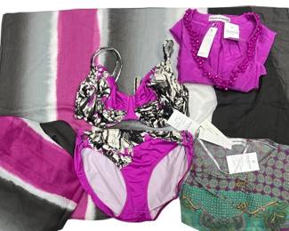 Purple, Grey, White Swimsuits and Sarong Wraps by Maryan Mehlhorn NEW