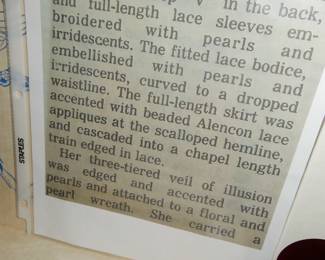 Newspaper description of wedding dress 