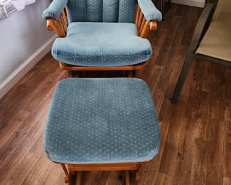 blue glider and ottoman