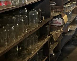 canning jars - clear and blue