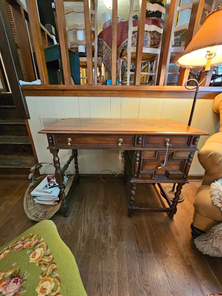 English Barley Twist Jacobean Style Desk