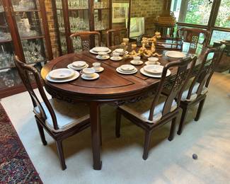 Solid Rosewood Dining Room Table and Chairs