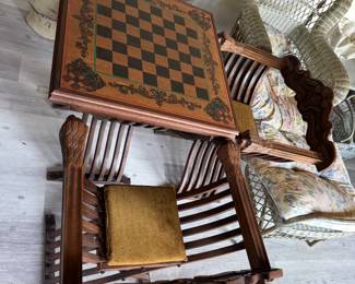 Renaissance Walnut Savonarola Folding Chairs & Game Table