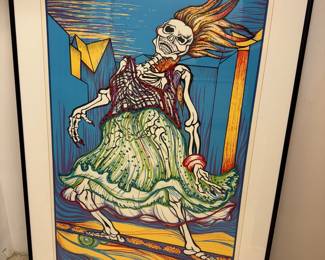 La Ponkalavera Guera - Serigraph/Screen print 36" X 51" Skeleton on Skateboard
