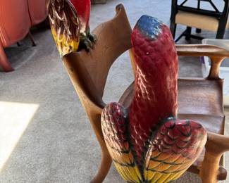 Paper Mache Parrots with Metal Stands
