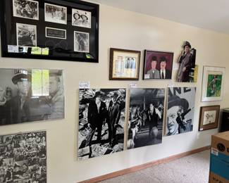 Master Bed Room Wall w/ Cesar Santander b&w Citizen Kane - Charlie and Barnaby & Charlie & The Chorus Girls, all Painting While in New York 2010, Signed Laurel Original Letter & MORE
