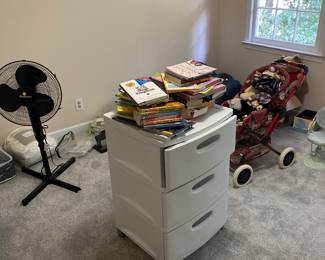 Stroller with dolls, books, fan, air purifier and more!