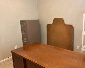 Office desk, HON file cabinet