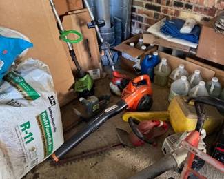 Lawn equipment (also lawn mowers, not shown)
