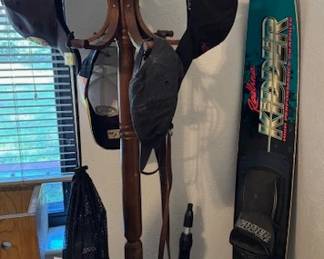 Another water ski, hat rack