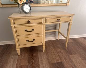 Real wood desk ivory with gold inlay