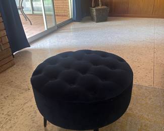 Blue velvet ottoman