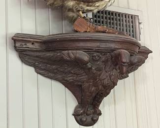 Vintage carved wall shelf. Eagle motif