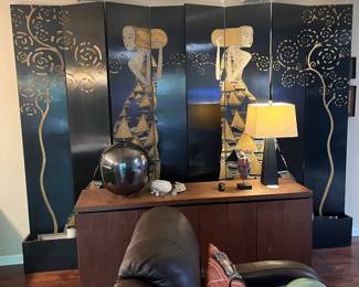 Coromandel Art Deco Black Lacquer 4 panel screens. We have 2 of these available
