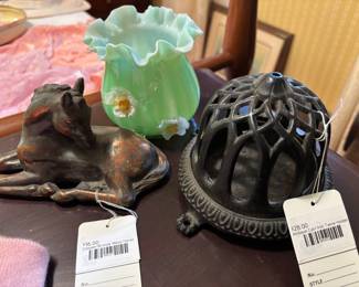 Copper Bronze Metal Horse, Antique Cast Iron Twine Holder