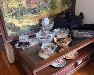 Coffee Table, Framed Art, Misc Jewelry 