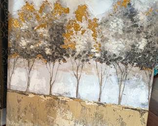 Canvas Art - Autumn Landscape with Metallic Accents