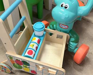 Melissa and Doug Toddler Push Toy Shape Sorter and Little Tikes Go and Grow Dino Ride on Toy