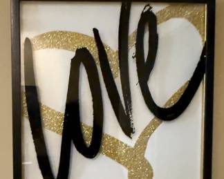 Gold and Black Wall Art - Love with Heart