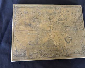Vintage Brass Map of the World
