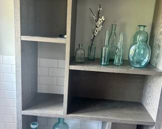 Nice Bookcase and Antique and New Glassware