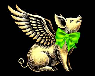 Pig Green Bow