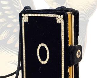 Antique French, 18k Gold & Diamond Compact, Wrapped in Black Velvet