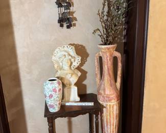 Small Table, White Bust, Tall Pottery