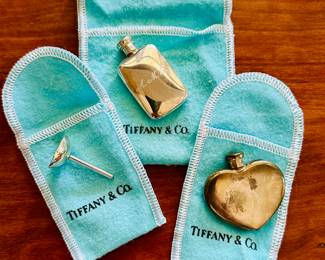 Tiffany sterling silver perfume flacons and funnel 