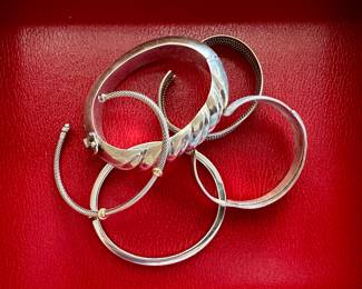 Sterling silver and gold bangles, including Phillip Gavreil