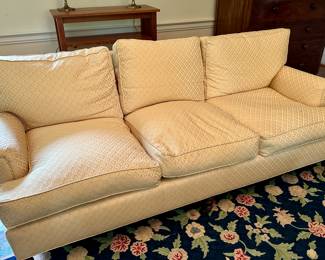 Jules Rist Damask Sofa.  Down filled.
