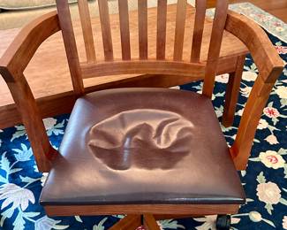 Thomas Moser NYPL Swivel Desk Chair with leather seat