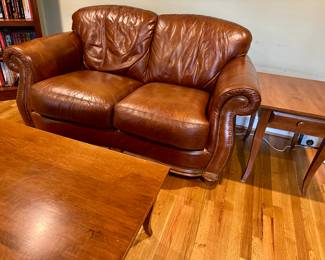 Leather love seat