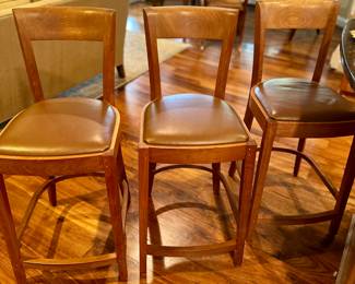 Counter stools with leather seats - set of 3