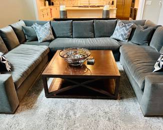 Lee Industries Custom Five (5) piece sectional sofa. Overall length  120" x 154" x 120". 42" deep.