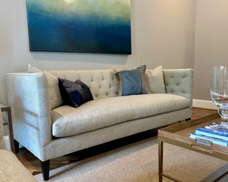 Lee Industries Tufted single cushion sofa.  Custom Upholstered.  89" x 34" x 33.
