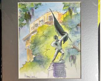Original artwork by Nancy Larkin. Nancy was a long-time member of the Artist League of Orange County, and president of the Central Florida Watercolor Society. Nancy took first place in their juried Tri-State competition in 2008. Nancy's works can be seen in local galleries and in North Carolina.
