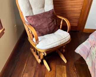 Rocking chair. L-23, W-30, H-41. Available for presale. Text Sara at (407) 448-3093.