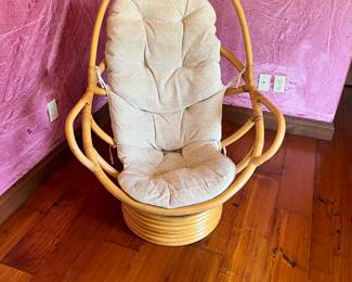 Swivel rocking chair. L-24, W-32, H-44. Available for presale. Text Sara at (407) 448-3093.