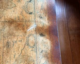 Matching coffee and side table. Coffee table: L-36, W-36, H-19 ; side table: L-29, W-22, H-23. Available for presale. Text Sara at (407) 448-3093.