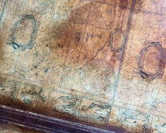 Matching coffee and side table. Coffee table: L-36, W-36, H-19 ; side table: L-29, W-22, H-23. Available for presale. Text Sara at (407) 448-3093.